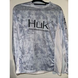 Huk Fishing Shirt Mens Size S Small Long Sleeve Icon X Camo Performance Blue